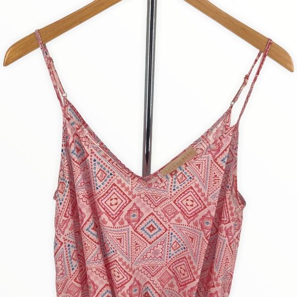 Paloma Blue Silk Pink Geometric Print Crochet Trim Romper Playsuit size Large - Picture 3 of 13